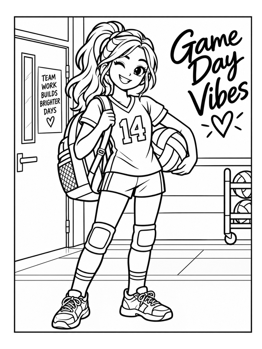 Game Day Vibes, an original Cozy Volleyball Life inside page