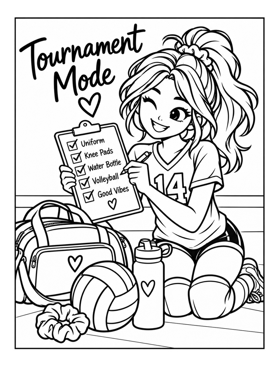 Tournament Mode, an original inside page with volleyball gear