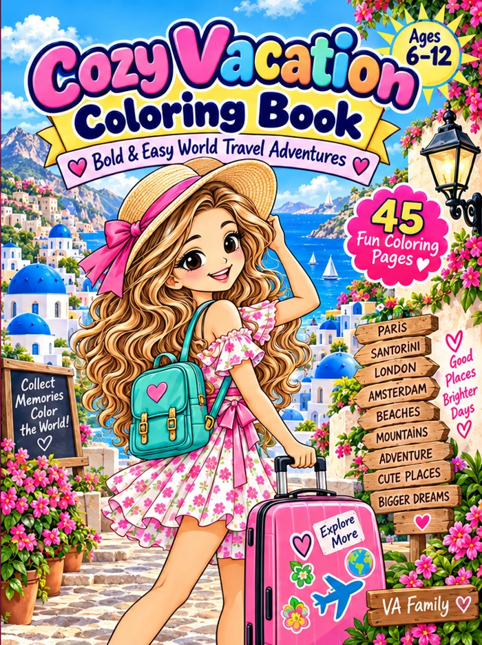 Cozy Vacation Coloring Book cover